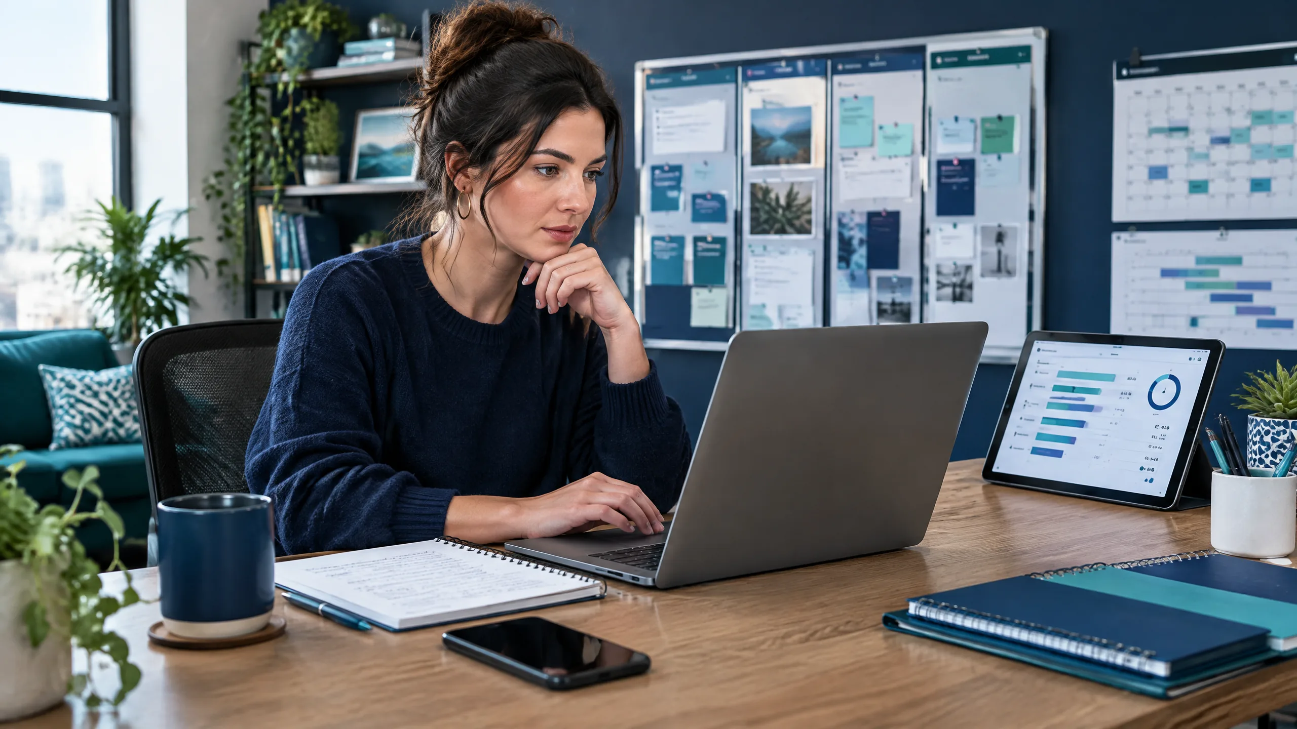 Agency owner reviewing retainer scope, workload and pricing