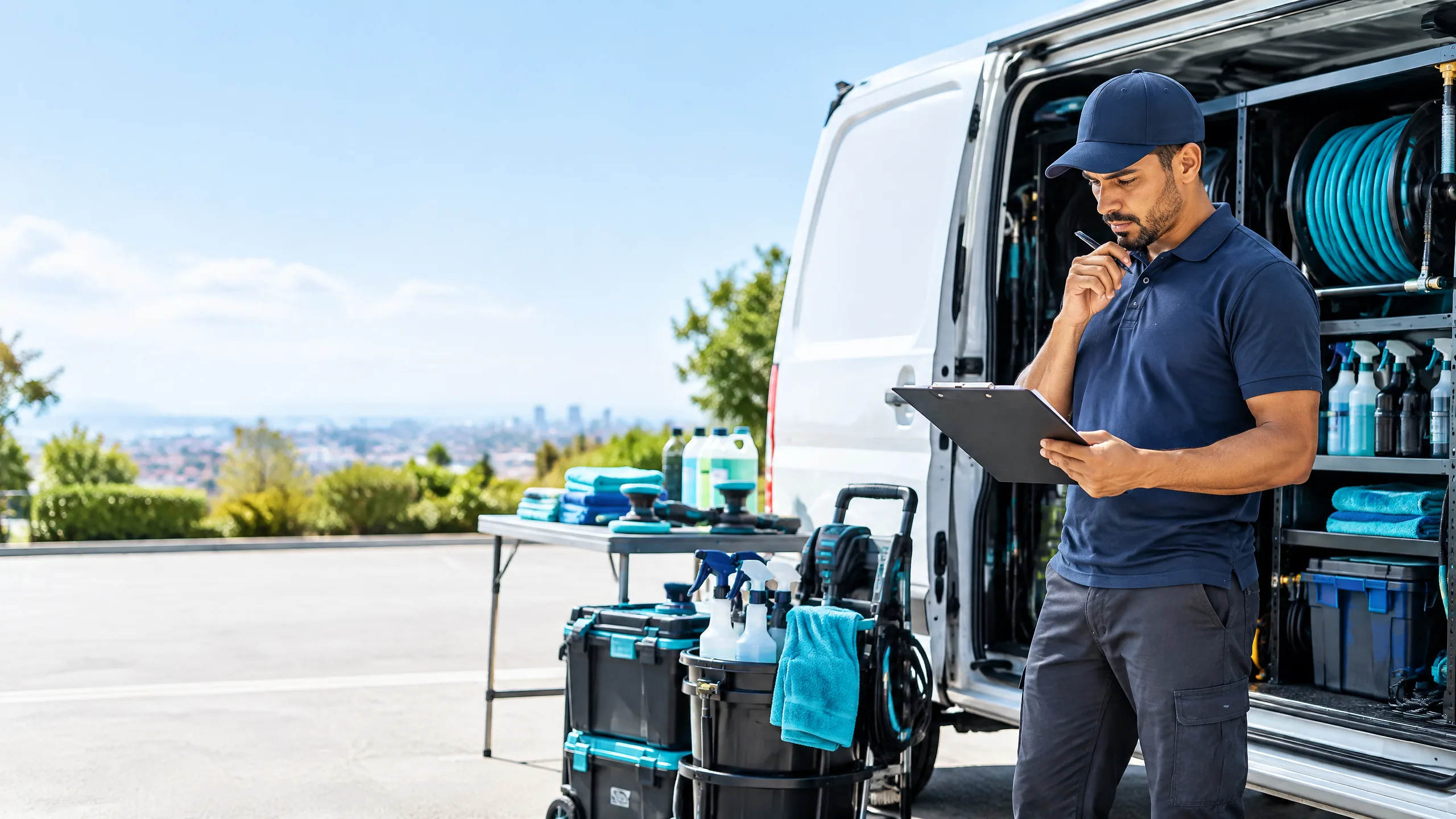 Mobile detailing owner reviewing startup costs and opening budget