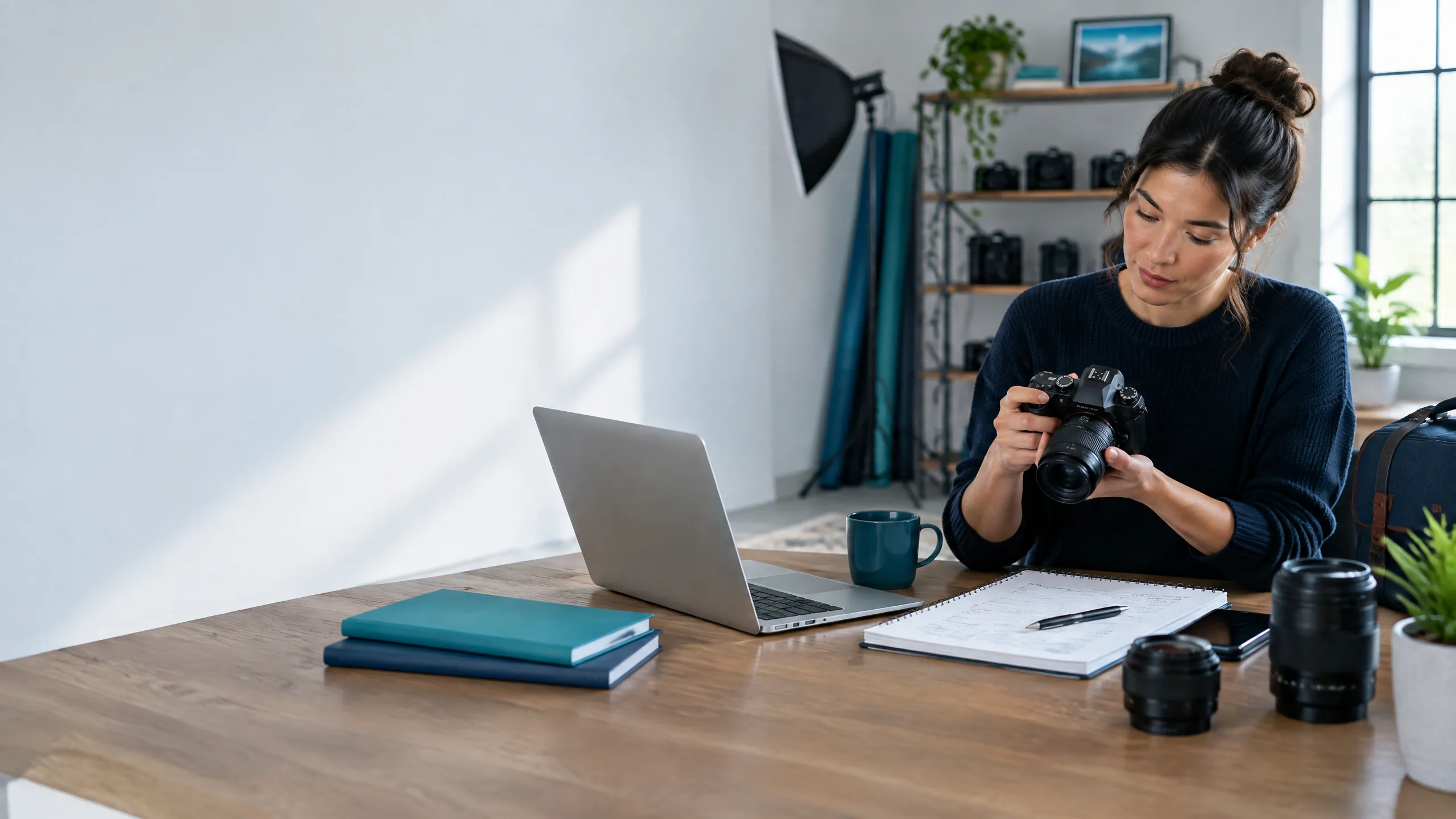 Photography owner reviewing startup costs and opening budget