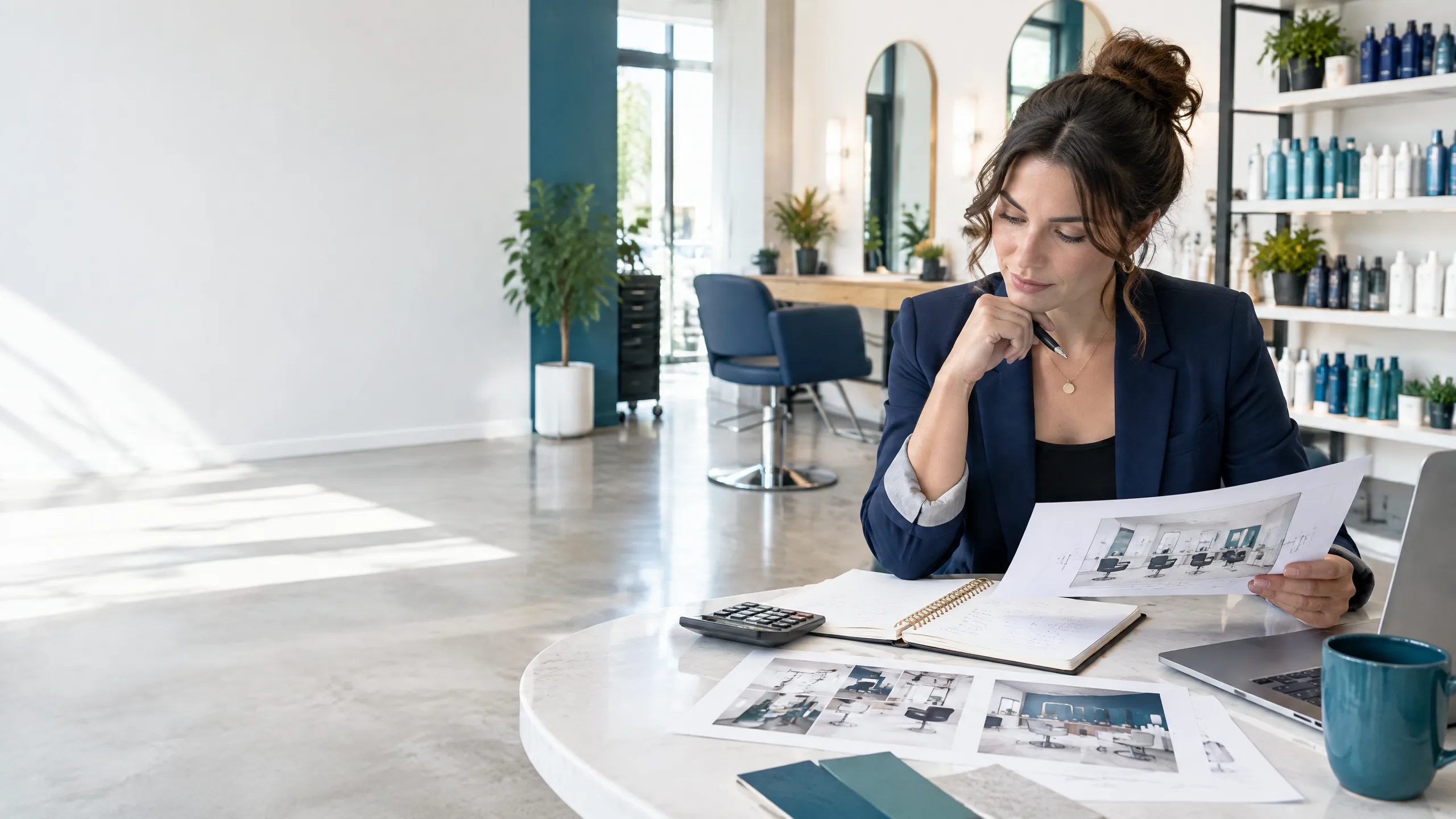 Salon owner reviewing startup costs and opening budget