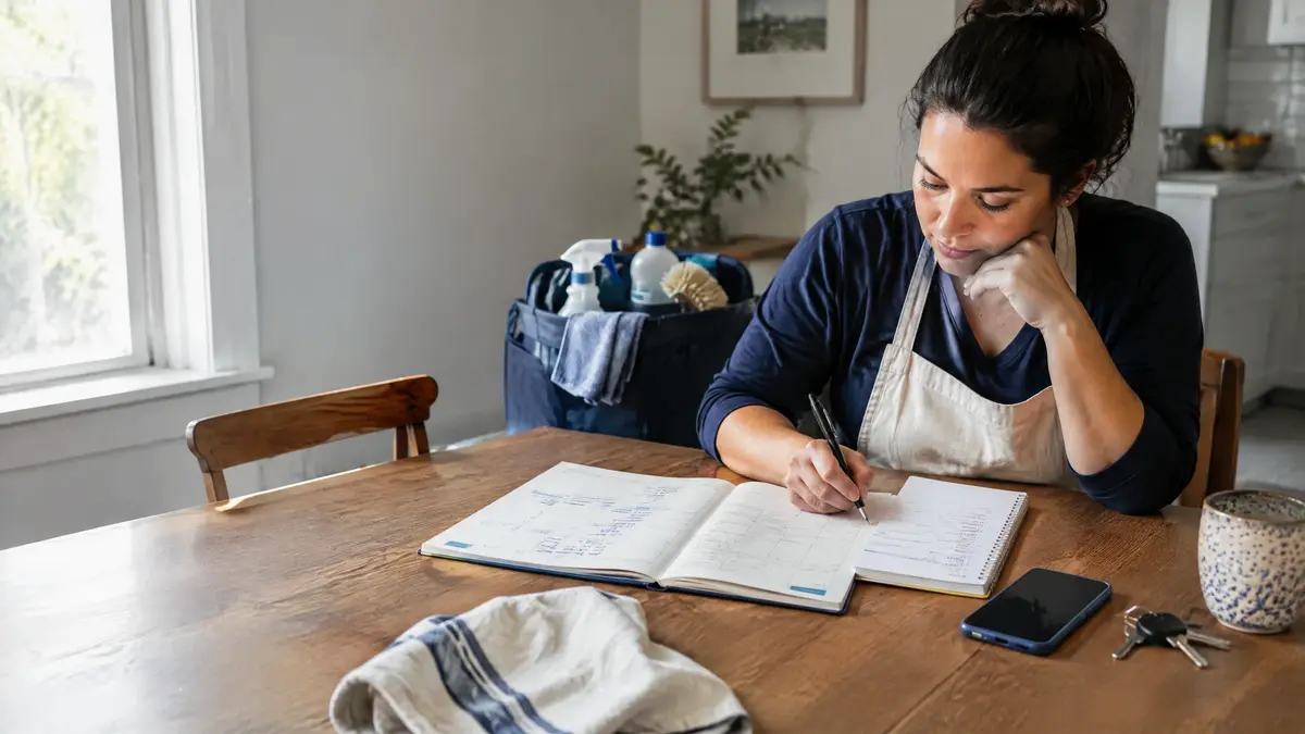 Cleaning business owner planning customer volume and weekly capacity