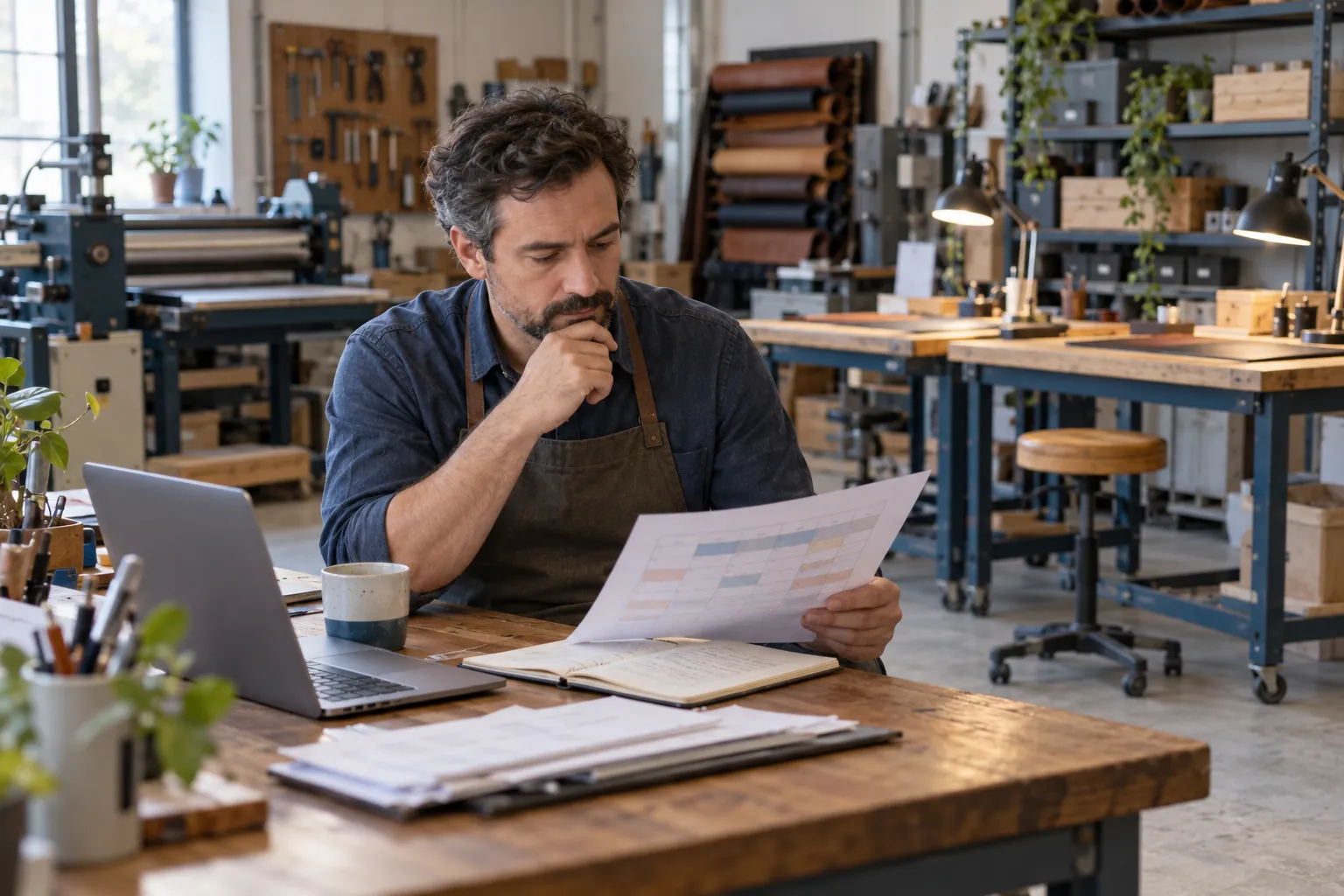 Service business owner compares staffed work capacity with a monthly sales forecast