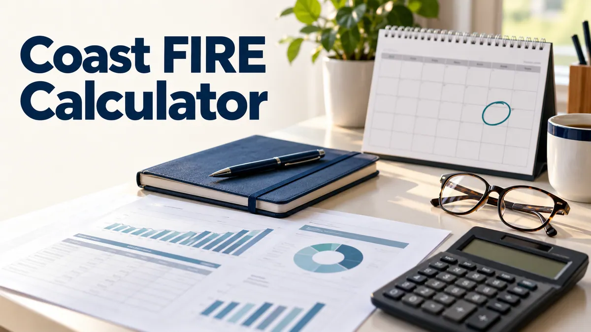 Investment statements, retirement calendar and calculator beneath the title Coast FIRE Calculator